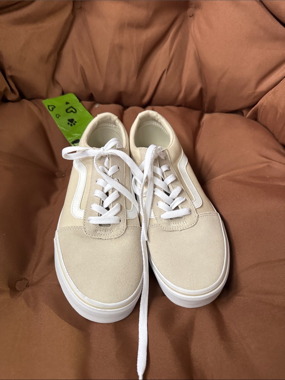 Vans Beige and White Low-Top Sneakers